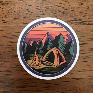 Mountain Camping Scene Sticker for Laptop/Tablet